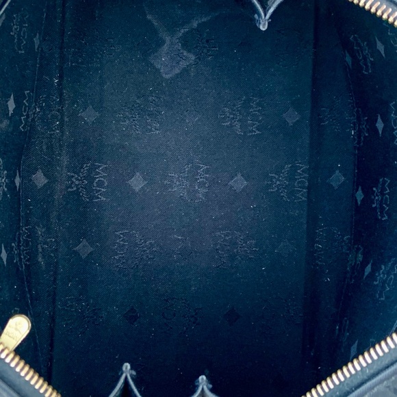 EUC MCM Black Visetos Nylon & Leather Boston Style Satchel Bag - Picture 4 of 15